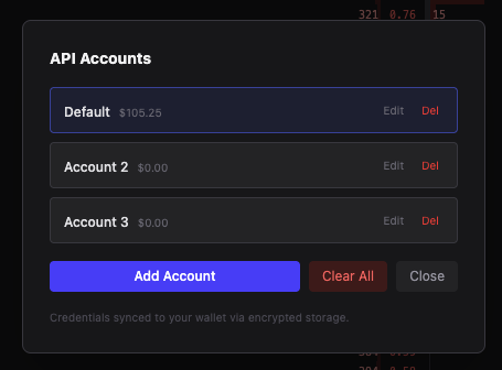 Account list with multiple accounts